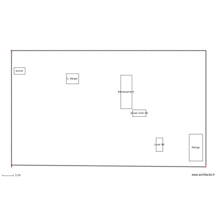 Gnioure, plan conduite d'alimentation en eau du refuge. Plan de 