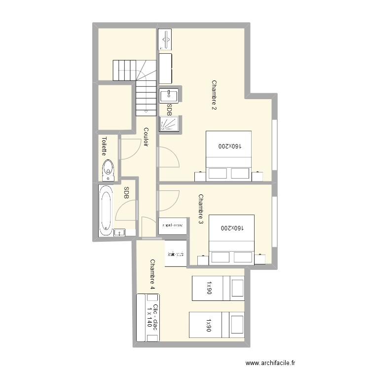 ALBE13 1 . Plan de 6 pièces et 69 m2