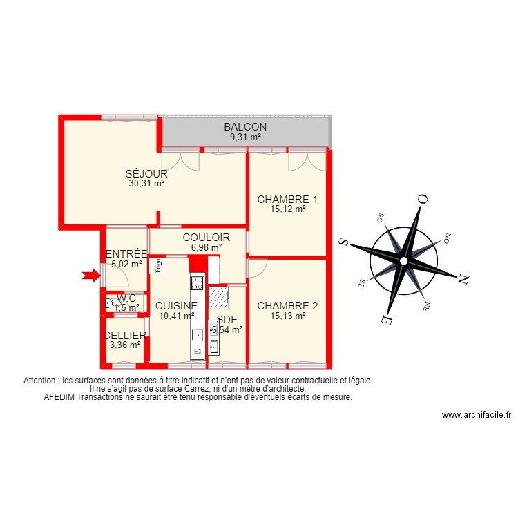 BI 12759 - . Plan de 15 pièces et 136 m2