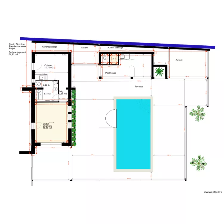 Studio Picholine Rez de chauss&eacute;e 312. Plan de 