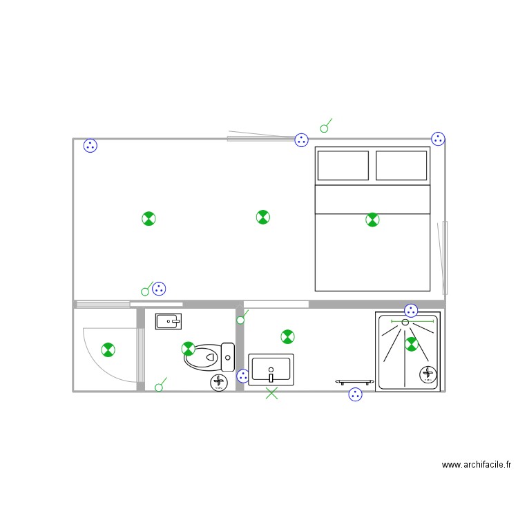 chambre rdc. Plan de 8 pièces et 34 m2