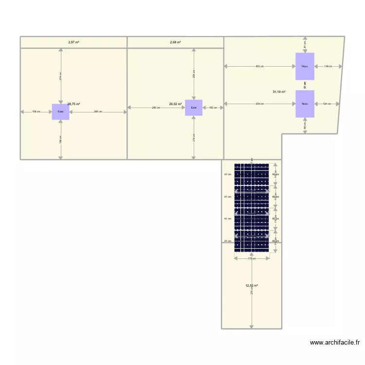 Dessus panneaux solaires. Plan de 