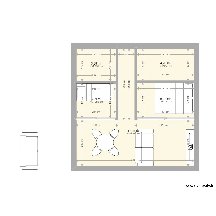 Cala Llevado Option 3. Plan de 5 pièces et 34 m2