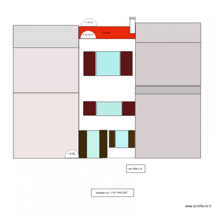 version elements ouverts Facade sud  Y161  PROJET  PCMI 5 D. Plan de 0 pièce et 0 m2