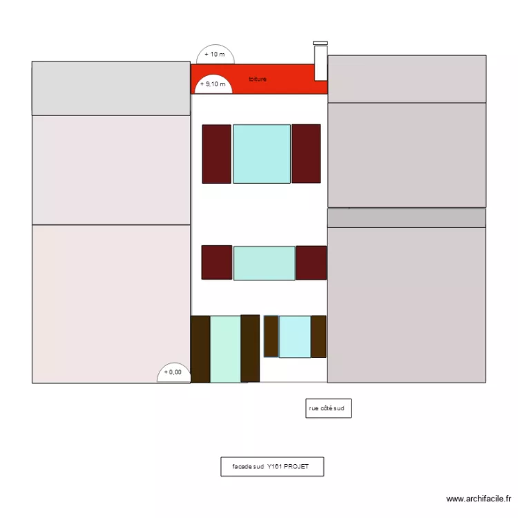 version elements ouverts Facade sud  Y161  PROJET  PCMI 5 D. Plan de 