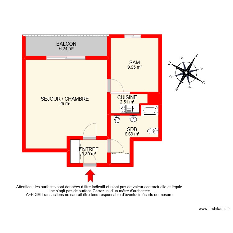 BI 7995 . Plan de 7 pièces et 55 m2