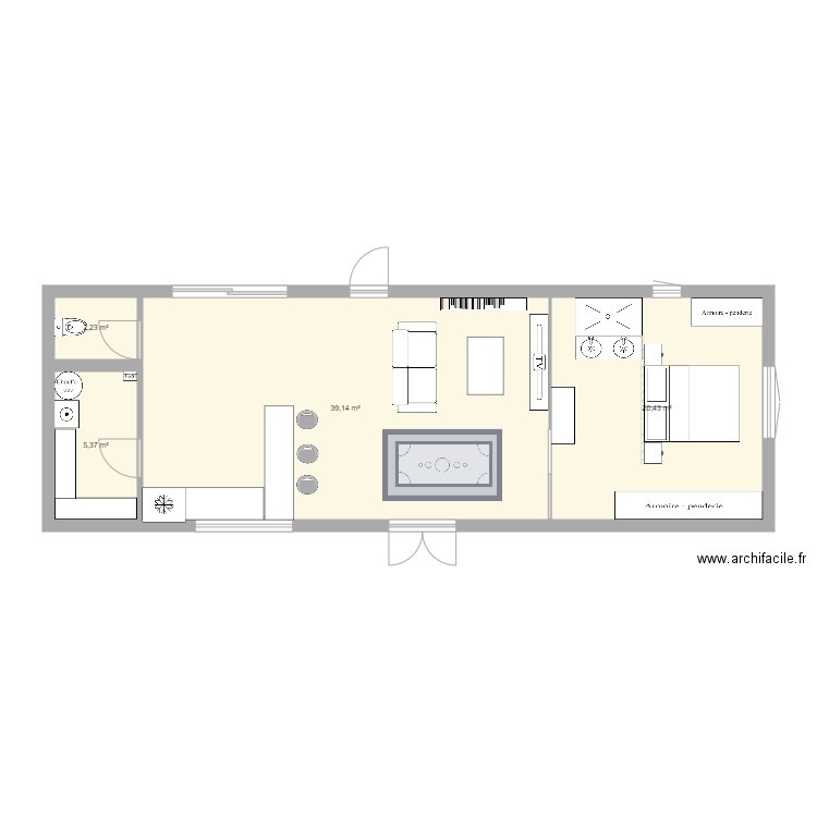 Plan Maison. Plan de 4 pièces et 67 m2