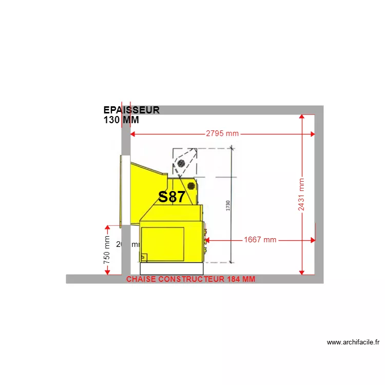 COUPE PROJET S87 GAREOULT. Plan de 