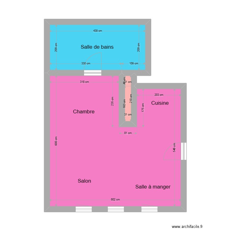 plan joris . Plan de 3 pièces et 43 m2