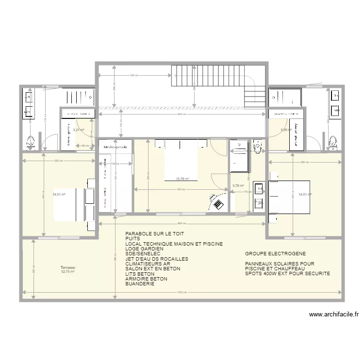 Plan brut &eacute;tage v5. Plan de 