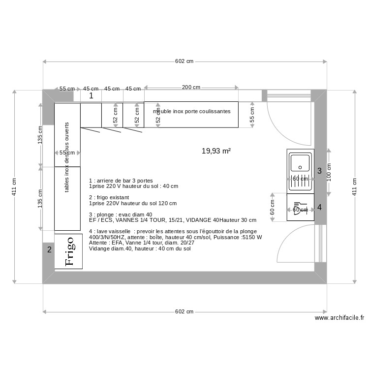 plan bar salle polyvalente dorat. Plan de 0 pièce et 0 m2