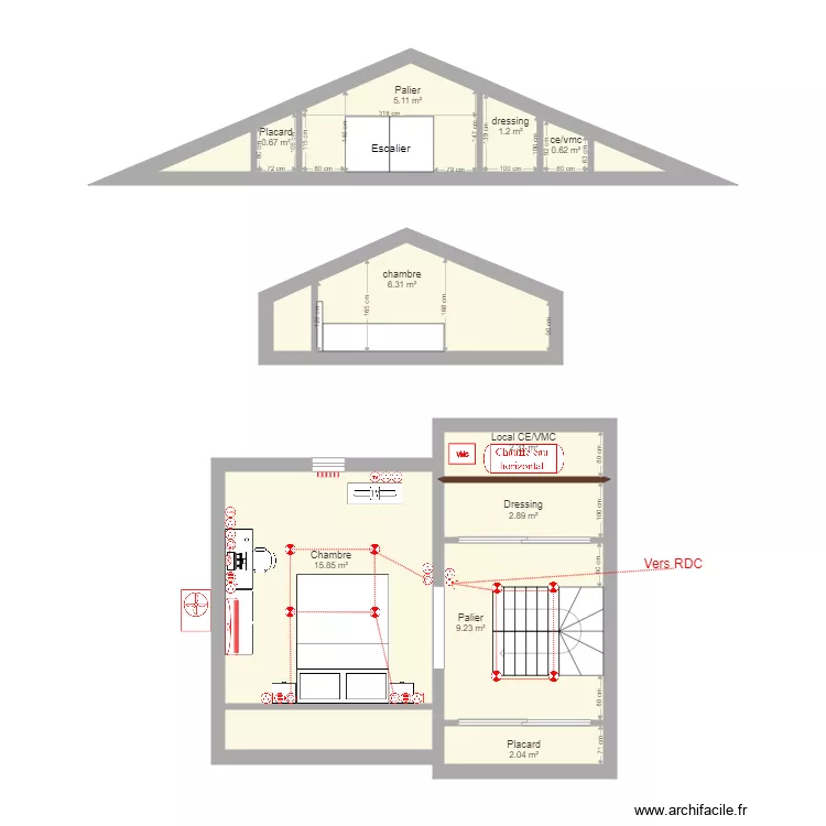 Maison Etage Elec. Plan de 