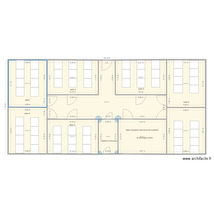 salles champignons 2. Plan de 10 pièces et 269 m2