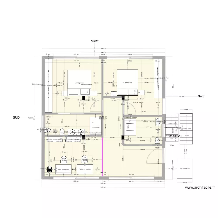 Etage surface 54m2 V2 nouveau. Plan de Etage surface 54m2 V2 nouveau. Plan de