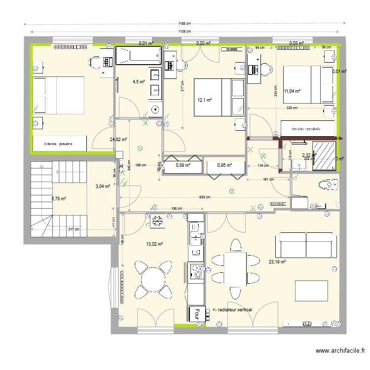 fusain original etage sdb amenagee ITE avril 2021. Plan de 0 pièce et 0 m2