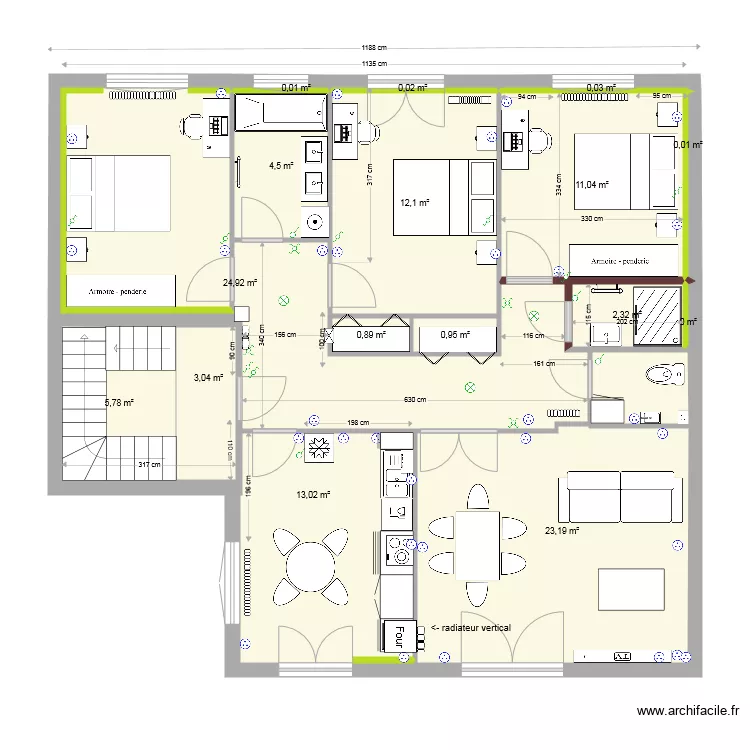 fusain original etage sdb amenagee ITE avril 2021. Plan de 