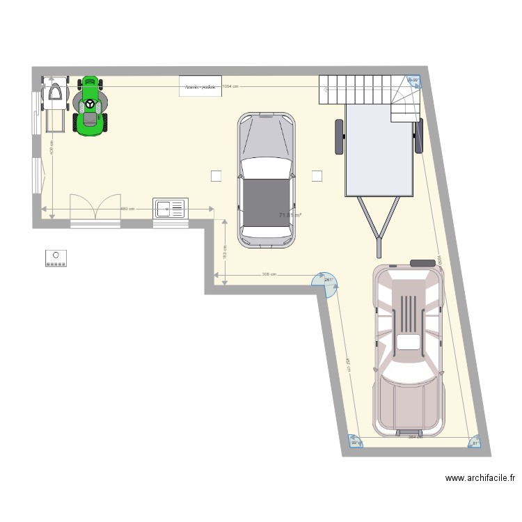 Garage min longueur. Plan de 0 pièce et 0 m2