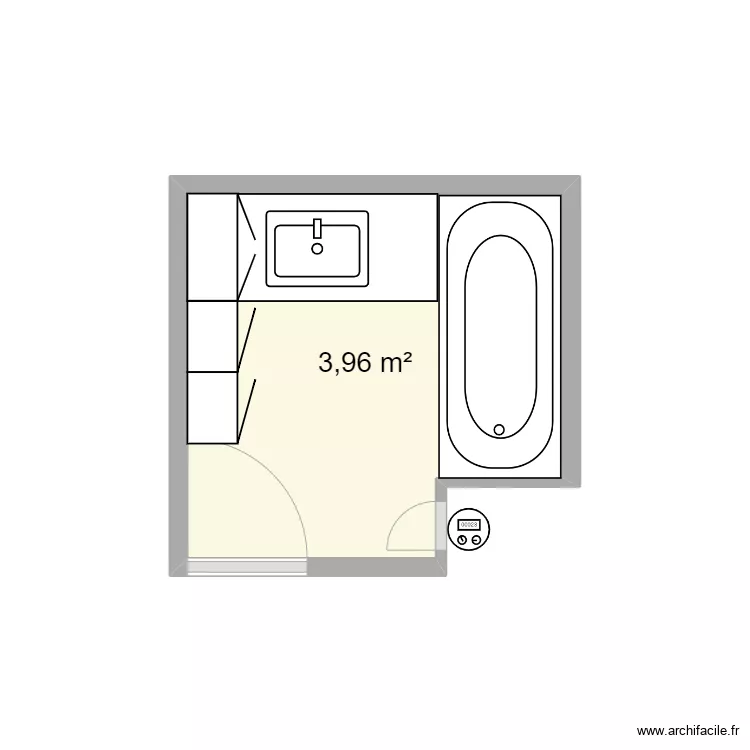 Ancienne salle de bain. Plan de 