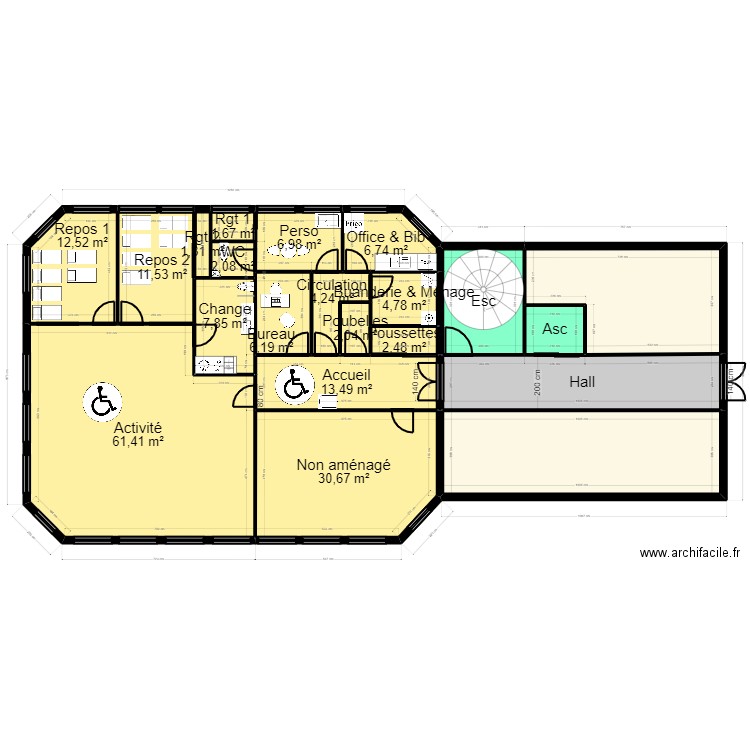 B94VS15F projet_Proj 1. Plan de 21 pièces et 269 m2