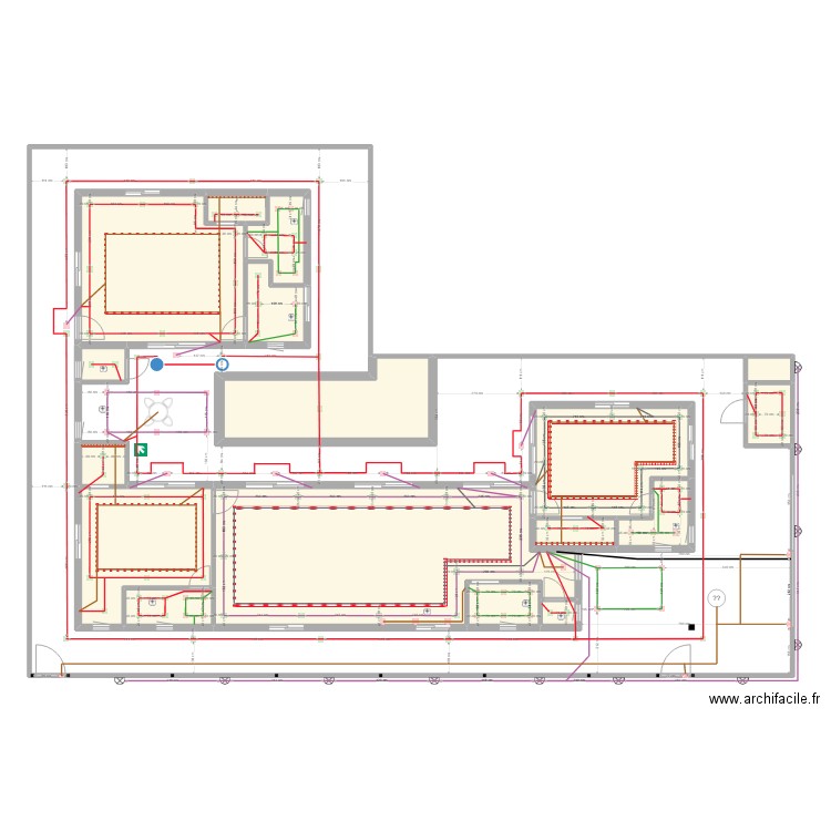 Permsub lighting rev8. Plan de 18 pièces et 494 m2