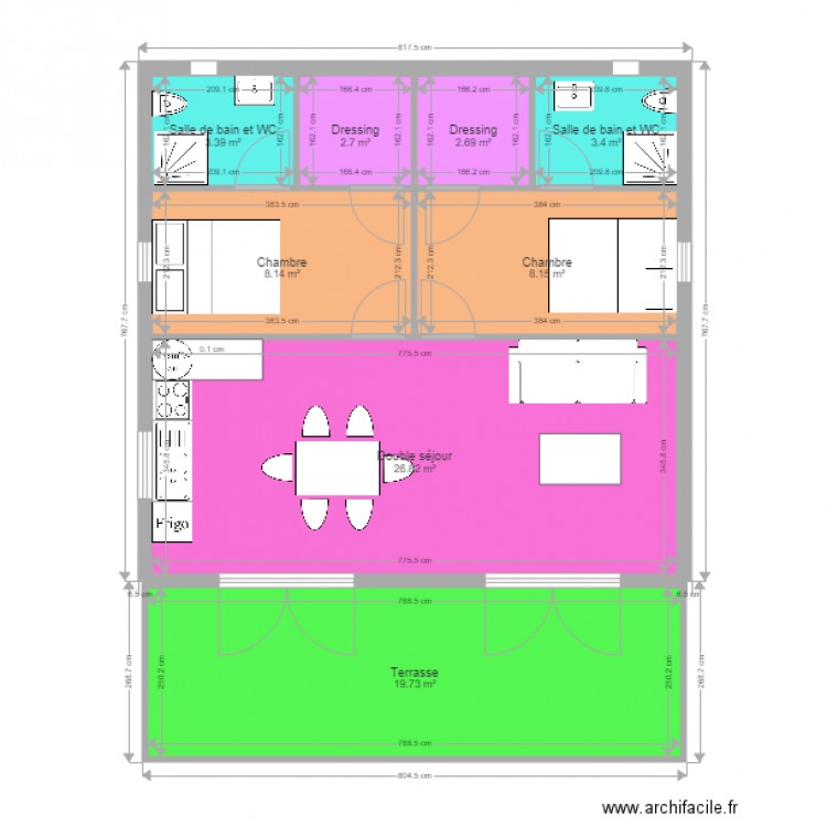 Plan 2 chambres 2 SDE GreenCottages 5529m2 int . Plan de 0 pièce et 0 m2