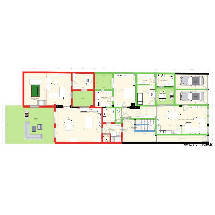 LLV PLAN AVEC GARAGE ET OPTION BUREAU. Plan de 47 pièces et 592 m2