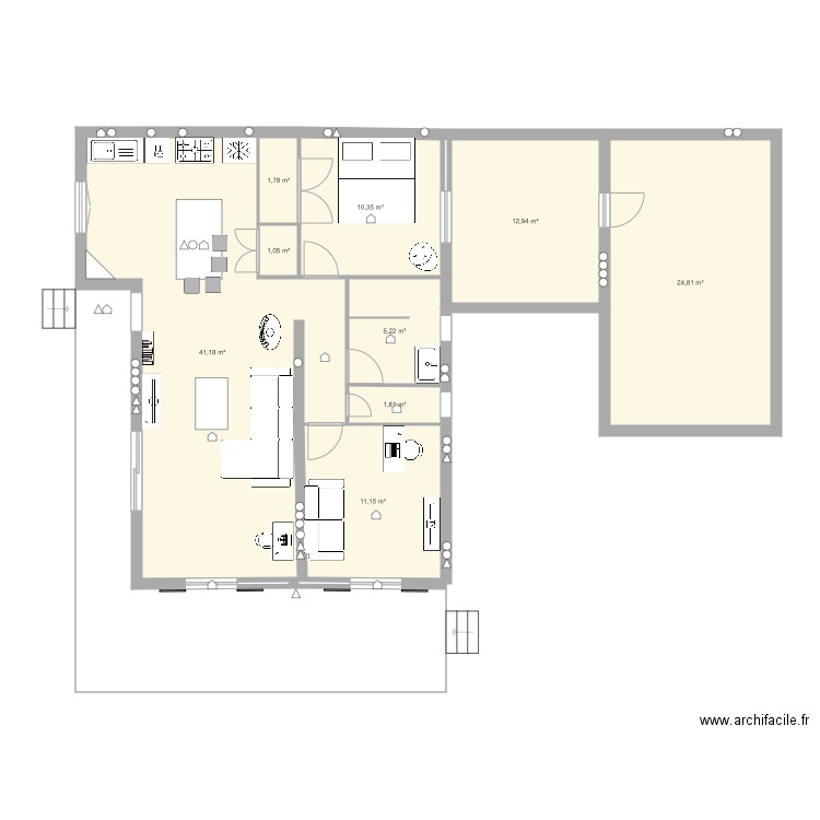 Oraison last. Plan de 9 pièces et 110 m2