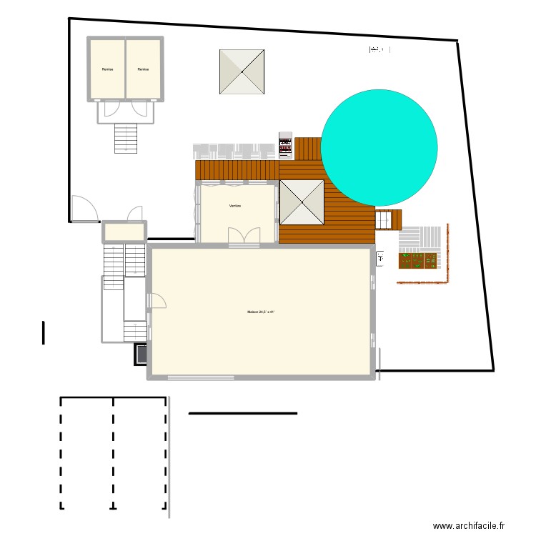 Galerie. Plan de 6 pièces et 115 m2