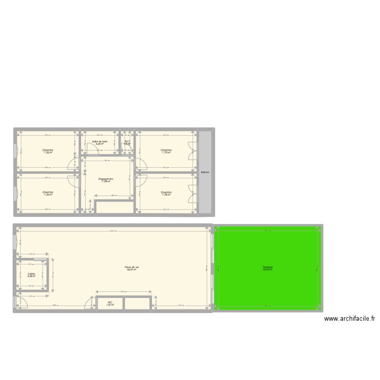 RODRIGUEZ. Plan de 14 pièces et 188 m2