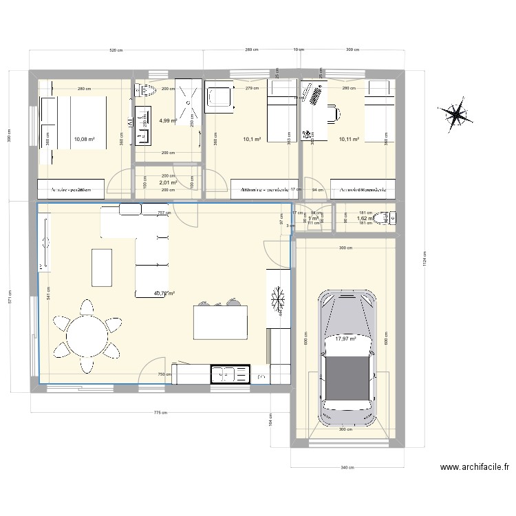 Maison carree 4. Plan de 0 pièce et 0 m2