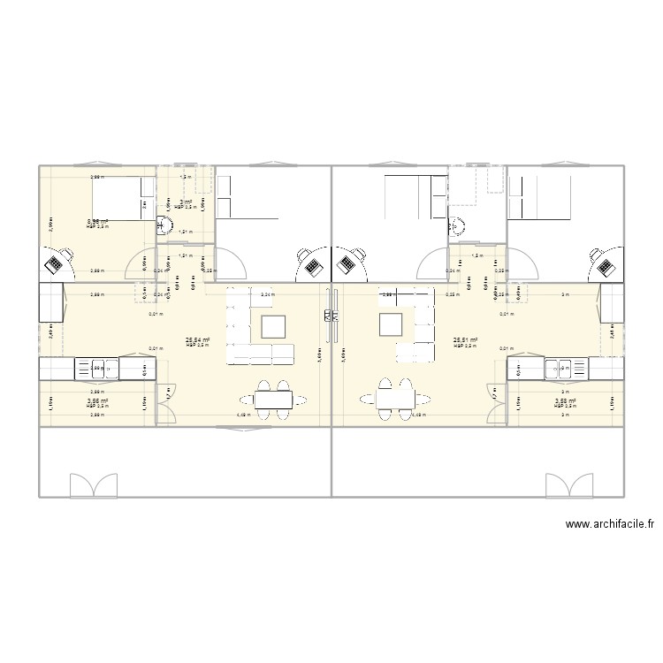 studio ivoirien 3. Plan de 6 pièces et 70 m2