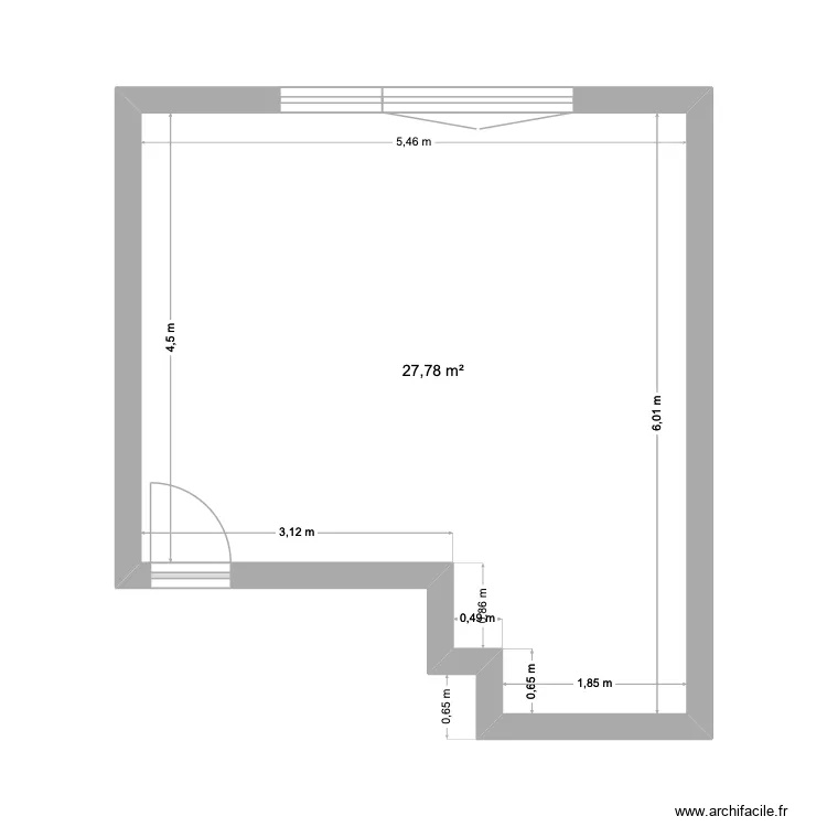 Pièce à vivre. Plan de 1 et 28 m² Pièce à vivre. Plan de 1 et 28 m²