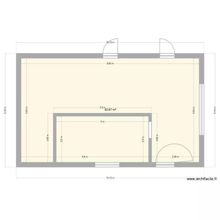 Salle de PREPARATION. Plan de 1  et 53 m²