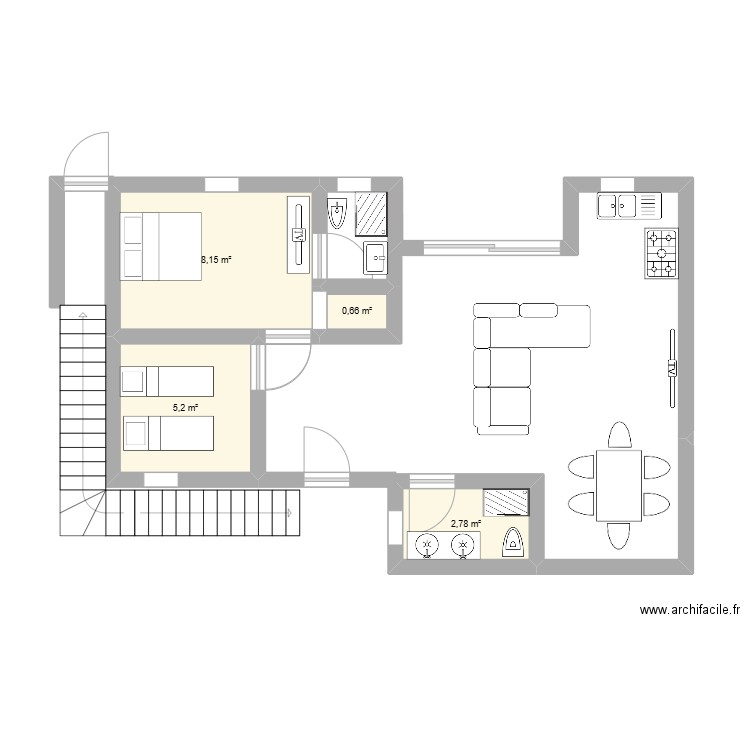 plan 2. Plan de 4 pièces et 17 m2