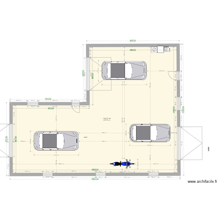 GARAGE 2 nov. Plan de 1 pièce et 135 m2