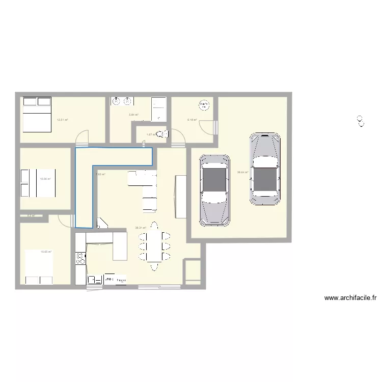 test maison 95m&eacute;num2. Plan de 