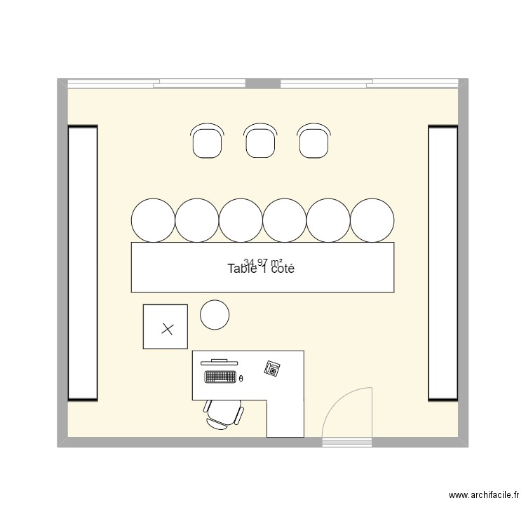 Plan . Plan de 1 pièce et 35 m2