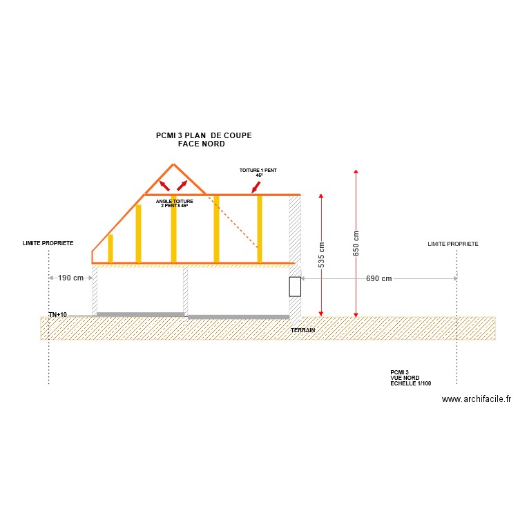 PCMI 3 AXE DE COUPE FACE NORD. Plan de 0 pièce et 0 m2