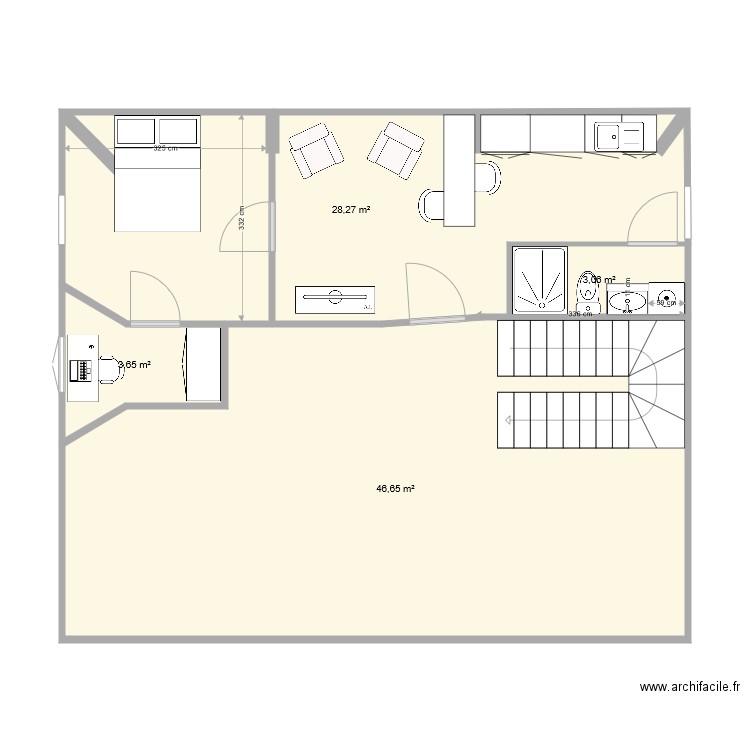 contrex. Plan de 4 pièces et 82 m2