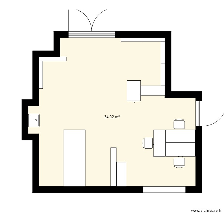 Atelier NCBT Floirac fin. Plan de 1 pièce et 34 m2