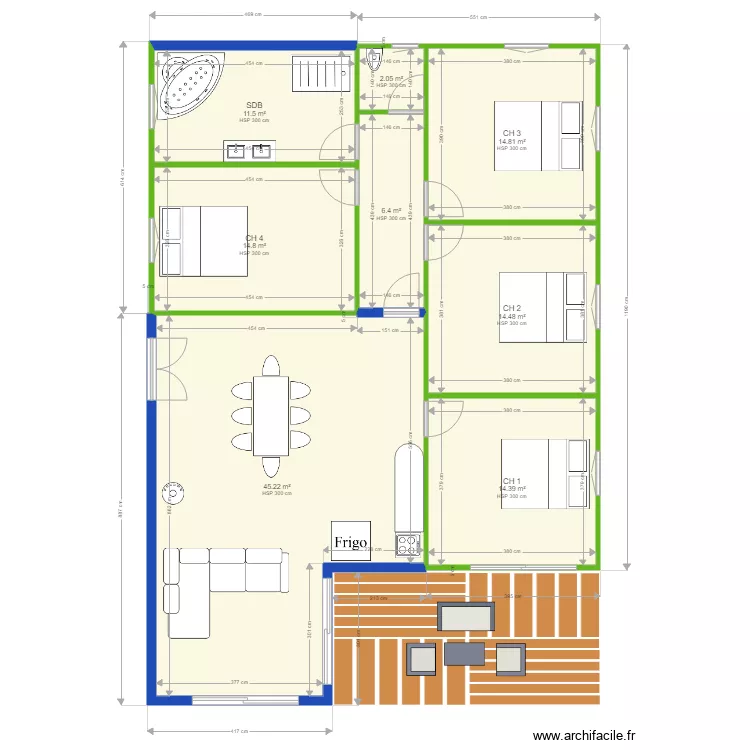 Nouveau chalet RDC. Plan de 