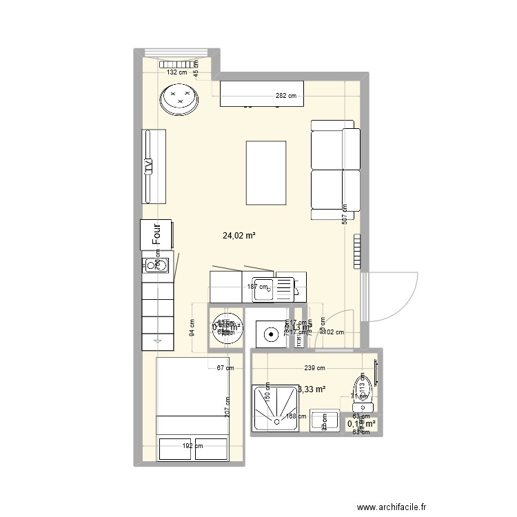 projet levesque 5. Plan de 5 pièces et 28 m2