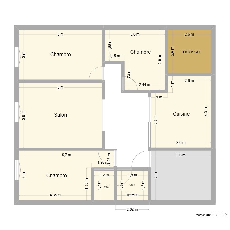 fifi. Plan de 9 pièces et 97 m2