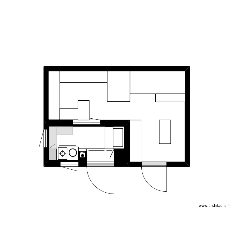 Plan Rosetta. Plan de 1 pièce et 1 m2