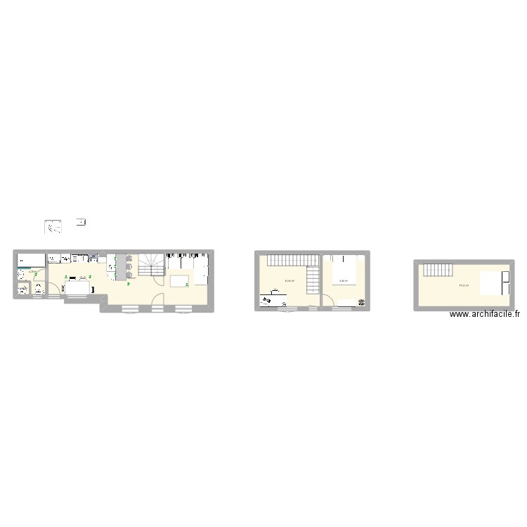 MAISON extension 1. Plan de 6 pièces et 79 m2