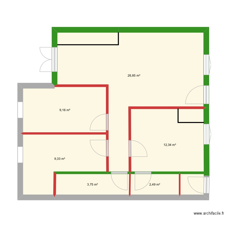 Maison Agon 3. Plan de 6 pièces et 64 m2