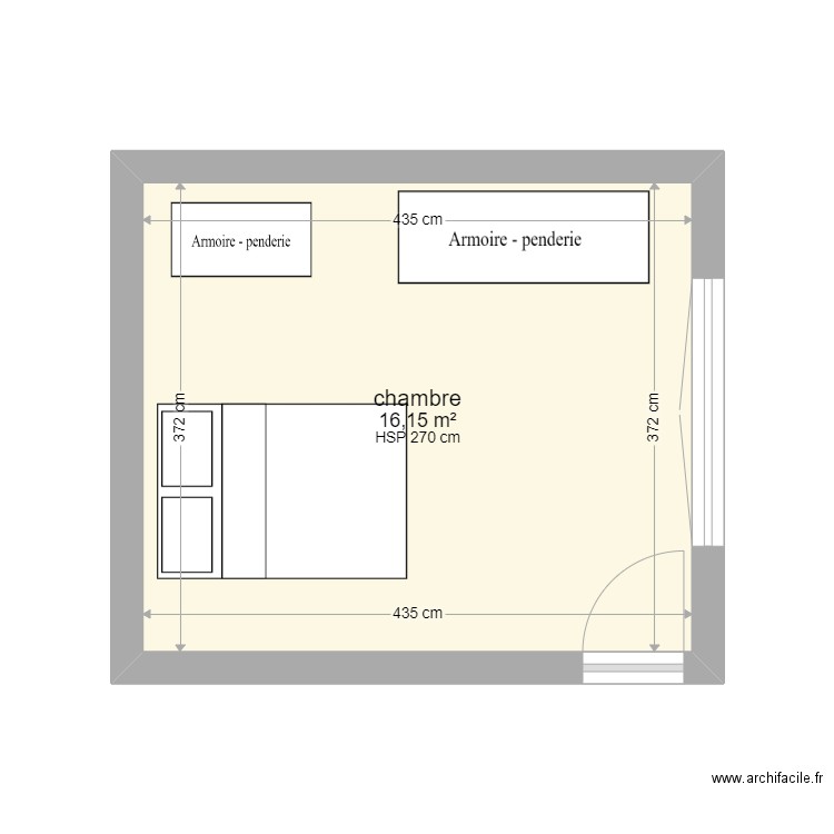 chambre2. Plan de 1 pièce et 16 m2