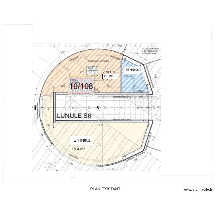 Lunule plan existant . Plan de 0 pièce et 0 m2