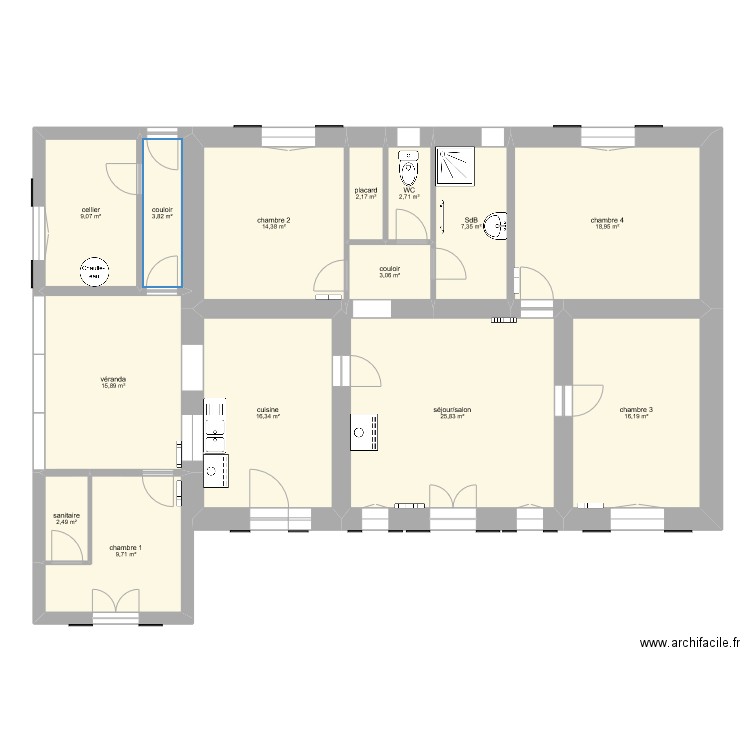 tartas commensacq. Plan de 14 pièces et 148 m2