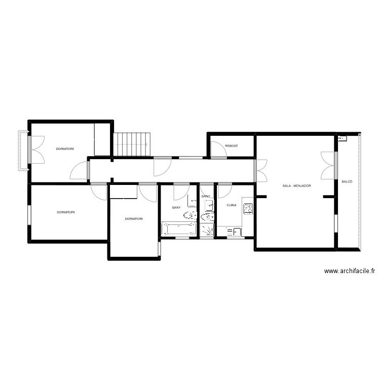 0966 St Francesc. Plan de 5 pièces et 51 m2